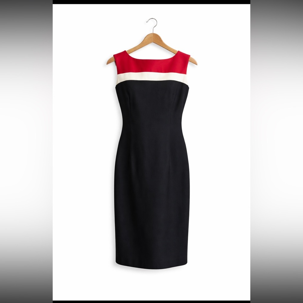 Elegant SILK Black and Red Sleeveless Dress S 6